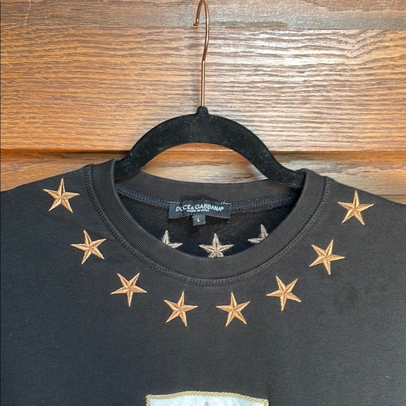 Dolce & Gabbana Black Crewneck Sweater with Star Embellishments - Picture 3 of 7
